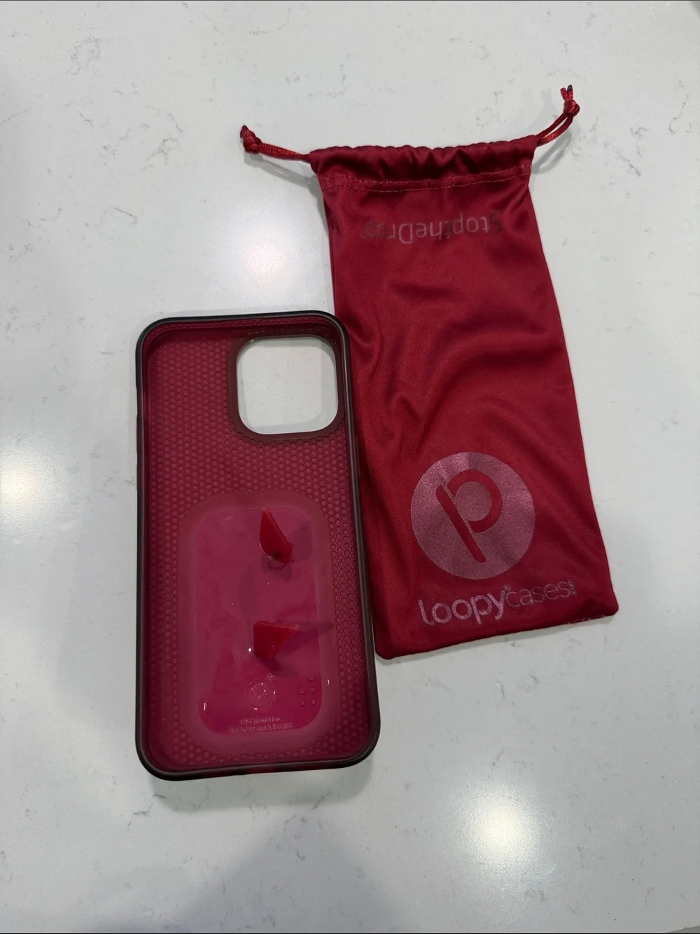 Loopy Case Red Glitter Phone Case with Built-In Loop Strap - iPhone 15 Pro Max